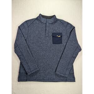 Woolrich Mens XL Blue Fleece Knit 1/4 Snap Pullover Mock Neck Sweater